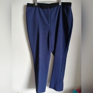 CHICOS SIZE 14 SLIM LEG PANT STRETCH BLUE BLACK GEOMETRIC